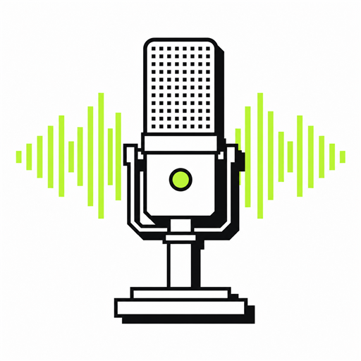 Studio microphone with an audio waveform